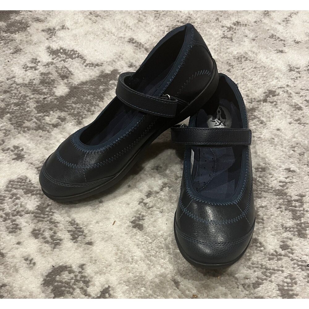 Hush Puppies Kid Girls Navy Blue Reese Mary Jane Flats Leather Uppers Sz 5W